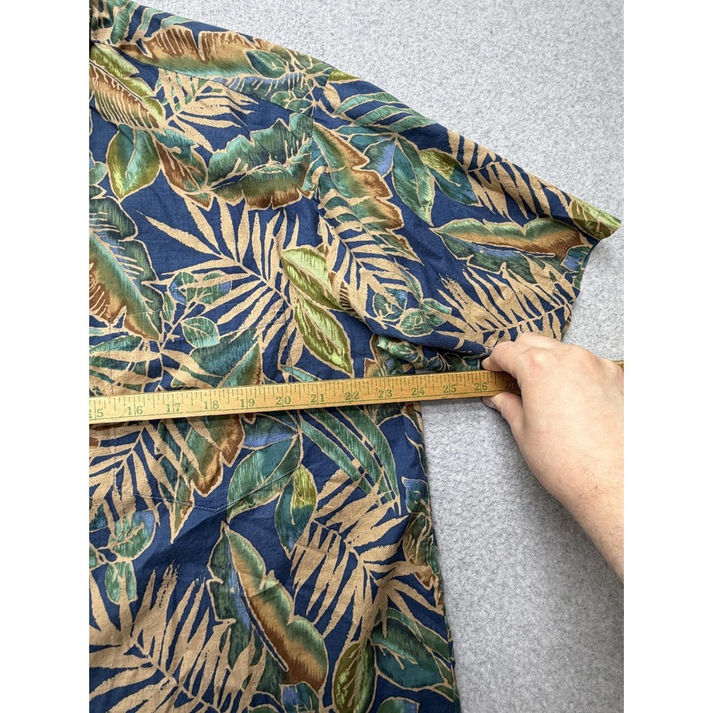Tori Richard Shirt Mens Large‎ Blue Tropical Leaf Hawaiian Short Sleeve Button - Picture 6 of 8